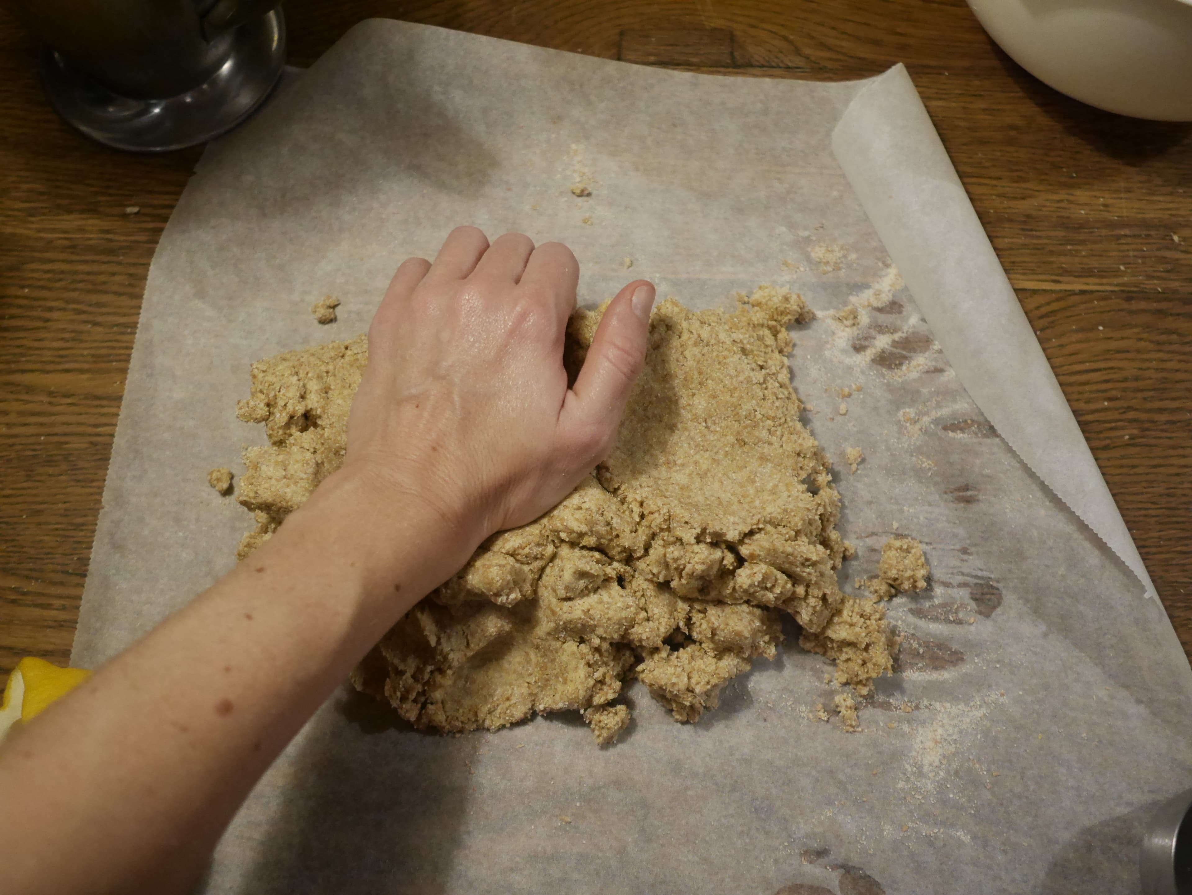 Folding the dough.