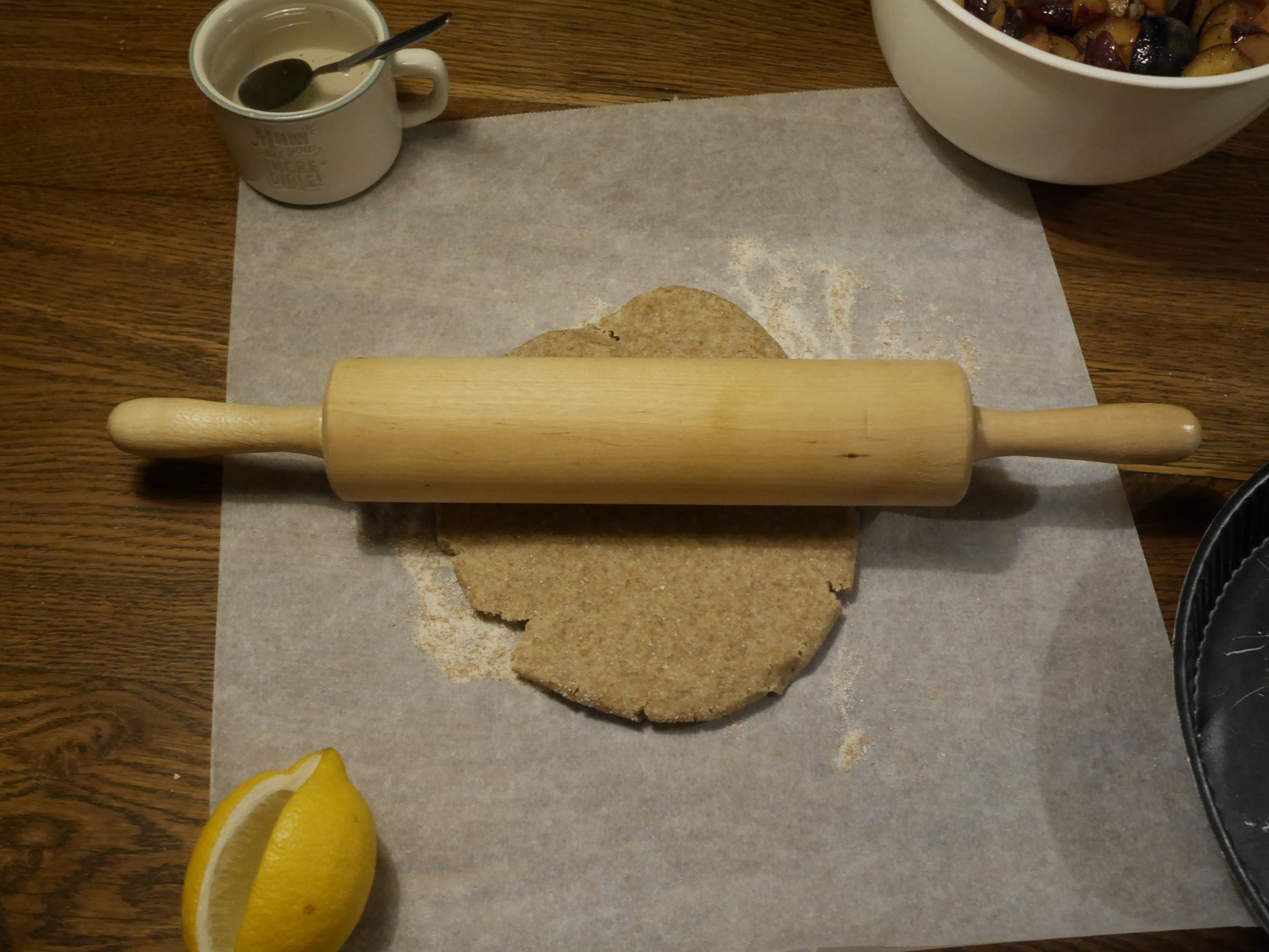 Pastry being rolled out.