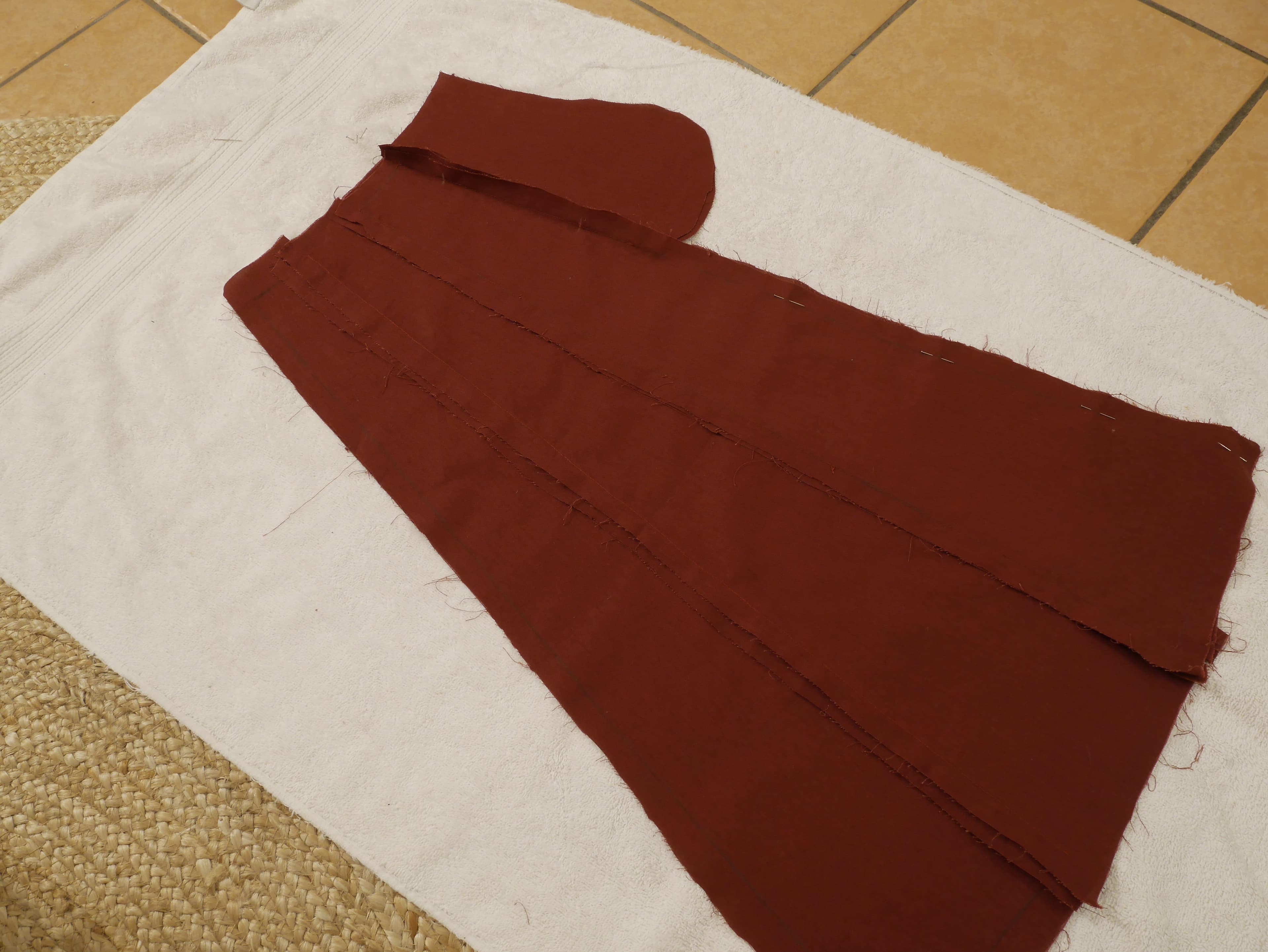 Panels with their pocket pieces on top of each other, “right” sides facing each other.