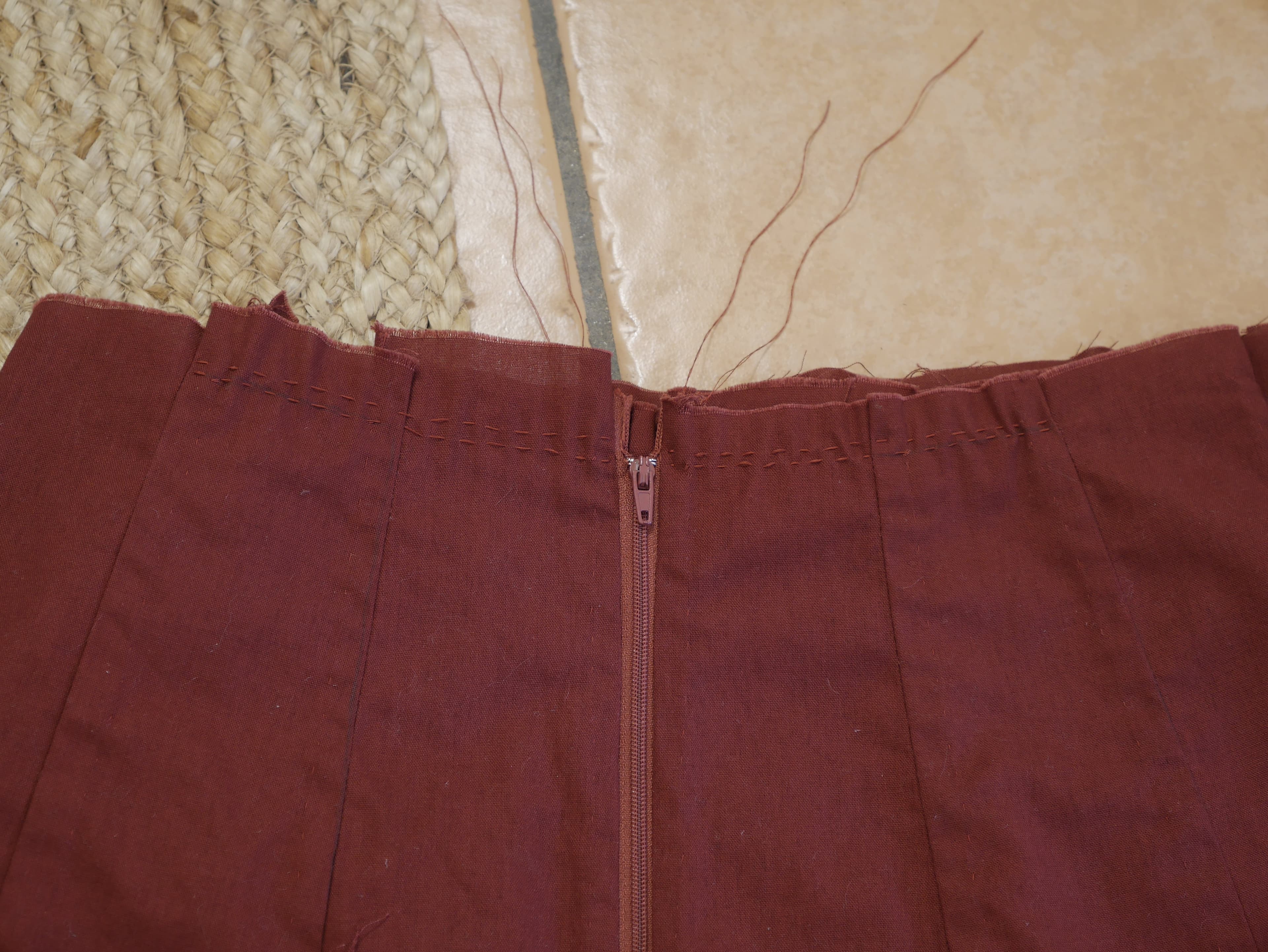 A running stitch for a gathering.